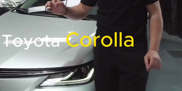 Recorte de un video de una concesionaria ya editado: el subtítulo nombra el auto y resalta el modelo en amarillo.